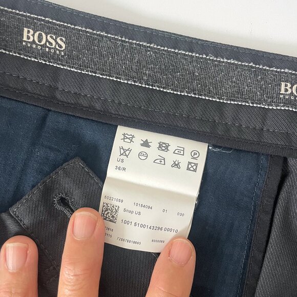 BOSS Hugo Boss Dark Gray/Black Wool Men's Dress Pants (36R) - Picture 4 of 4